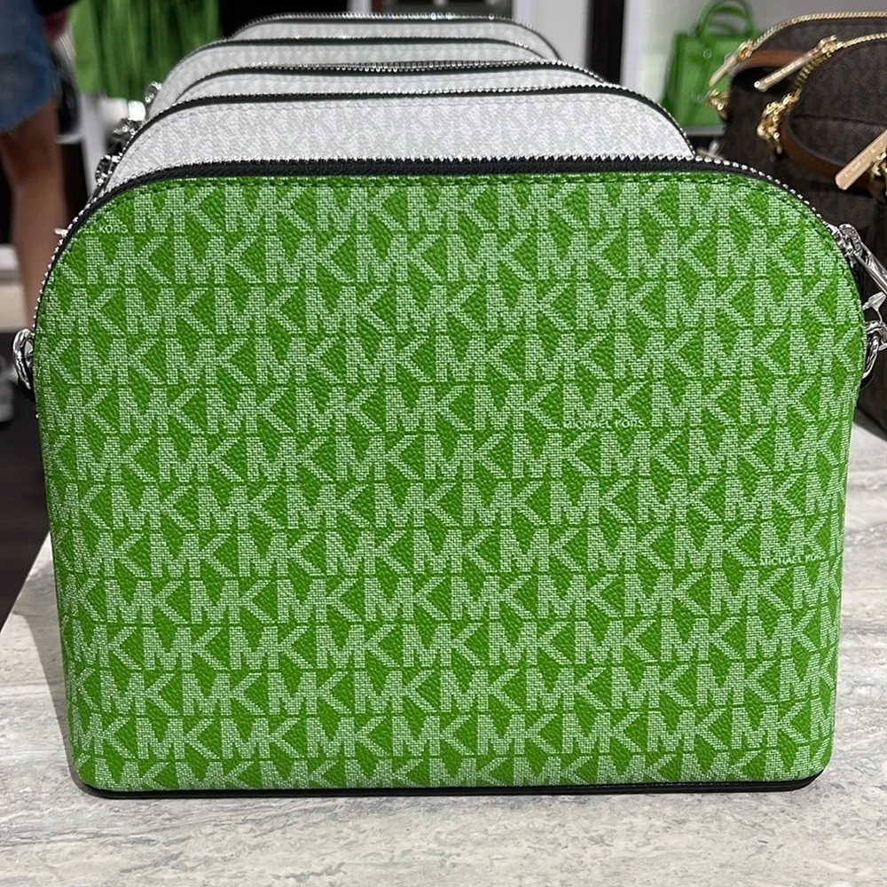 Michael Kors Jet Set Travel Color-Block Signature Logo Crossbody  Jungle Green